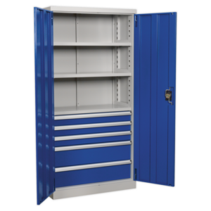 Premier Industrial™ Cabinet with 5 Drawers & 3 Shelves 1800mm Vinny Byrne Premier Industrial™ Cabinet with 5 Drawers & 3 Shelves 1800mm
