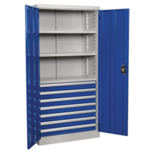 Premier Industrial™ Cabinet with 7 Drawers & 3 Shelves 1800mm Vinny Byrne Premier Industrial™ Cabinet with 7 Drawers & 3 Shelves 1800mm