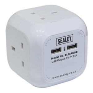 1.4m Extension Cable Cube 4 x 230V & 2 x USB - White Vinny Byrne 1.4m Extension Cable Cube 4 x 230V & 2 x USB - White