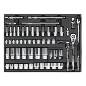 Premier Socket Set with Tool Tray 3/8" & 1/2"Sq Drive 55pc Vinny Byrne Premier Socket Set with Tool Tray 3/8" & 1/2"Sq Drive 55pc