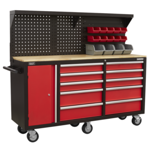 Superline PRO® Mobile Workstation with Backboard 10 Drawer Vinny Byrne Superline PRO® Mobile Workstation with Backboard 10 Drawer