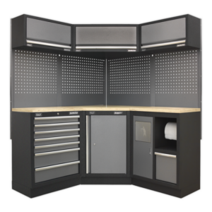 Superline PRO® Corner Storage System with Wood Worktop 1.55m Vinny Byrne Superline PRO® Corner Storage System with Wood Worktop 1.55m