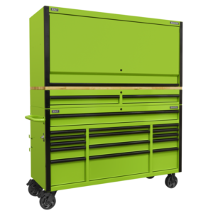 Superline PRO&reg; Black Edition Mobile Trolley with Wooden Worktop, Hutch & 2 Drawer Riser 15 Drawer 1549mm