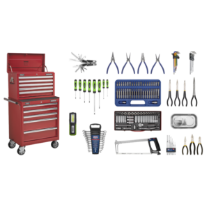 Superline PRO® Topchest & Rollcab Combination 10 Drawer with 148pc Tool Kit - Red Vinny Byrne Superline PRO® Topchest & Rollcab Combination 10 Drawer with 148pc Tool Kit - Red