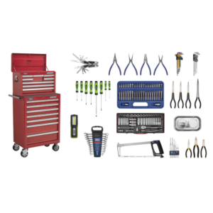 Superline PRO® Topchest & Rollcab Combination 15 Drawer with 148pc Tool Kit - Red Vinny Byrne Superline PRO® Topchest & Rollcab Combination 15 Drawer with 148pc Tool Kit - Red