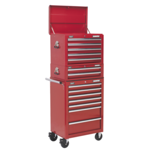 Superline PRO® Topchest, Mid-Box Tool Chest & Rollcab Combination 14 Drawer - Red Vinny Byrne Superline PRO® Topchest, Mid-Box Tool Chest & Rollcab Combination 14 Drawer - Red