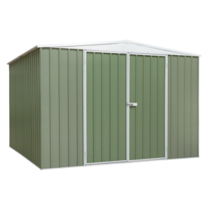 Dellonda Galvanized Steel Storage Shed with Apex Style Roof 300 x 300 x 220cm - Green Vinny Byrne Dellonda Galvanized Steel Storage Shed with Apex Style Roof 300 x 300 x 220cm - Green