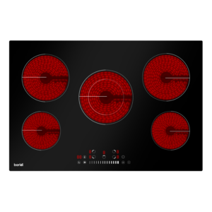 Baridi Integrated Ceramic Hob with 5 Cooking Zones 77cm - Black Glass Vinny Byrne Baridi Integrated Ceramic Hob with 5 Cooking Zones 77cm - Black Glass