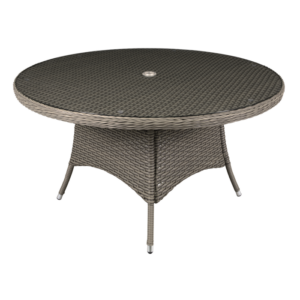 Dellonda Chester Rattan Wicker Round Outdoor Dining Table with Tempered Glass Top Vinny Byrne Dellonda Chester Rattan Wicker Round Outdoor Dining Table with Tempered Glass Top