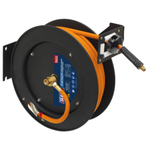 15m Retractable High-Visibility Hybrid Air Hose with Metal Reel 10mm ID Vinny Byrne 15m Retractable High-Visibility Hybrid Air Hose with Metal Reel 10mm ID