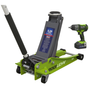 Trolley Jack & Cordless Impact Wrench Combo - Green Vinny Byrne Trolley Jack & Cordless Impact Wrench Combo - Green
