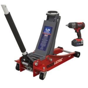 Trolley Jack & Cordless Impact Wrench Combo - Red Vinny Byrne Trolley Jack & Cordless Impact Wrench Combo - Red