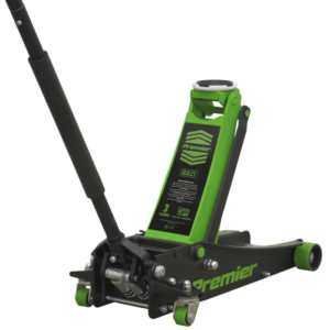 Premier Low Profile Trolley Jack with Rocket Lift 3 Tonne - Green Vinny Byrne Premier Low Profile Trolley Jack with Rocket Lift 3 Tonne - Green