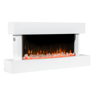 Baridi Wall Mounting Electric Fireplace with LED Flame Effect 46" - White Vinny Byrne Baridi Wall Mounting Electric Fireplace with LED Flame Effect 46" - White