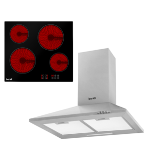 Baridi Integrated Ceramic Hob with 4 Cooking Zones 60cm & Cooker Hood with Carbon Filters 60cm