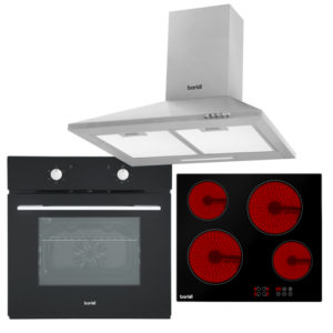 Baridi Integrated Ceramic Hob with 4 Cooking Zones, Integrated Fan-Assisted Electric Oven & Cooker Hood with Carbon Filters Vinny Byrne Baridi Integrated Ceramic Hob with 4 Cooking Zones, Integrated Fan-Assisted Electric Oven & Cooker Hood with Carbon Filters