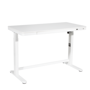 Dellonda Single Motor Ultra-Quiet Electric Desk with Control Panel, USB Port & Drawer - White Desktop Vinny Byrne Dellonda Single Motor Ultra-Quiet Electric Desk with Control Panel, USB Port & Drawer - White Desktop