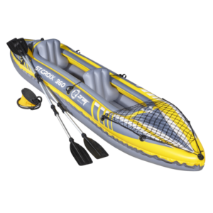Dellonda Inflatable 2-Person Kayak/Canoe Set with Pump, Carry Bag & 2 Oars - Blue/Yellow/White Vinny Byrne Dellonda Inflatable 2-Person Kayak/Canoe Set with Pump, Carry Bag & 2 Oars - Blue/Yellow/White