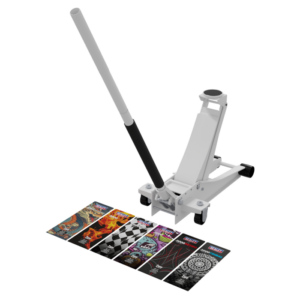 Low Profile Custom Design Trolley Jack with Rocket Lift 2 Tonne - White Vinny Byrne Low Profile Custom Design Trolley Jack with Rocket Lift 2 Tonne - White