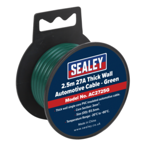 27A Thick Wall Automotive Cable 2.5m - Green Vinny Byrne 27A Thick Wall Automotive Cable 2.5m - Green