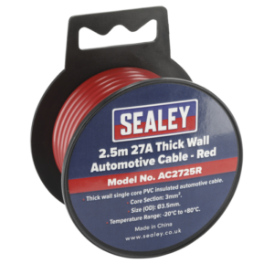 27A Thick Wall Automotive Cable 2.5m - Red Vinny Byrne 27A Thick Wall Automotive Cable 2.5m - Red