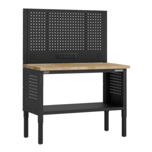 Superline PRO&reg; Modular Workbench with Pegboard Back Panel Wooden Worktop 1265mm