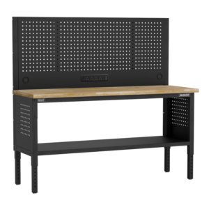 Superline PRO&reg; Modular Workbench with Pegboard Back Panel Wooden Worktop 1830mm