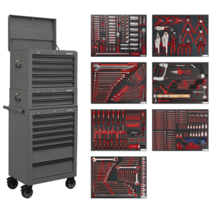 Superline PRO&reg; Tool Chest Combination 14 Drawer with 446pc Tool Kit - Grey
