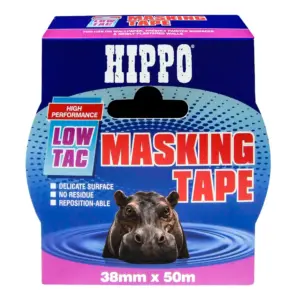 Hippo Low Tack Masking Tape - 38mm x 50m