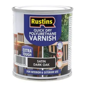 Rustins Quick Dry Polyurethane Satin Varnish, Dark Oak - 1L