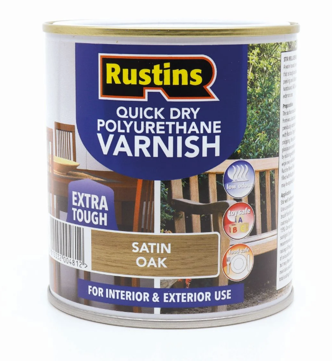 Rustins Quick Dry Polyurethane Satin Varnish, Oak - 1L